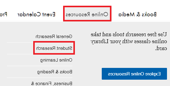 click online resources and then click student research