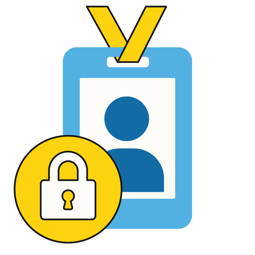 graphic of an ID security badge for accessing buildings